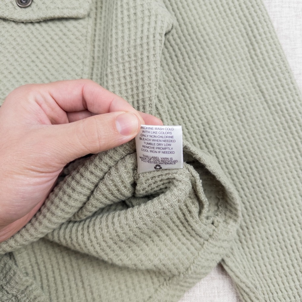 Hippie Rose Juniors Hooded Waffle Knit Button Shacket Sage Green Size S - Picture 7 of 8
